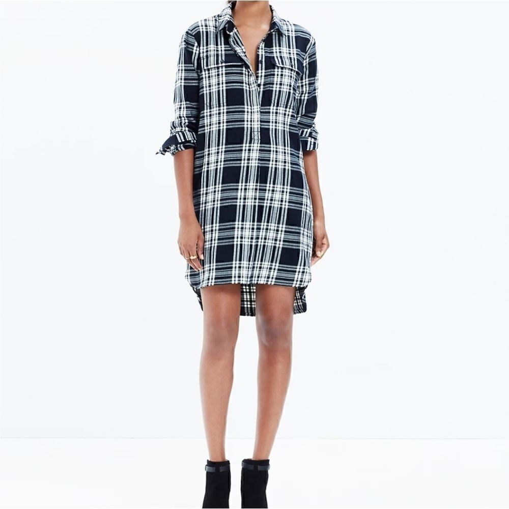Madewell Flannel Daywalk Shirtdress In Glendale Plaid‎
